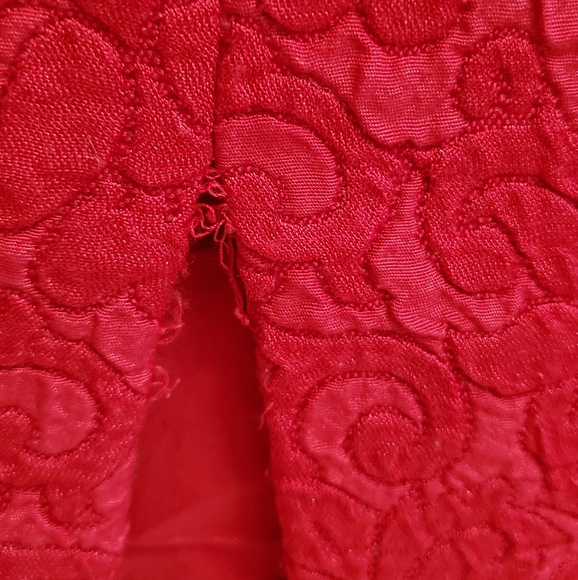 Like NEW Maggy London 2 Piece Primary Red Matelassé Skirt Suit Sz 6 - Picture 14 of 15